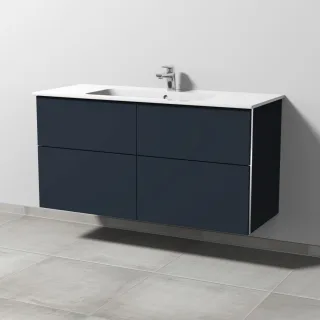 Sanipa 3way Waschtischunterbau zu Duravit ME by Starck Waschtisch mit 4 Auszügen, Marine-Matt BP7271R