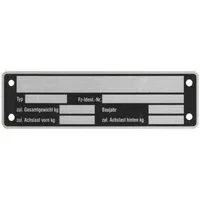 Schilder Warweg GmbH Schilderfabrik Anhänger 1 x Blanko Typenschild Anhängertypenschild Neutral Anhänger