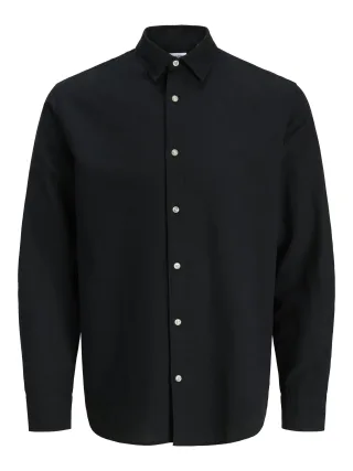JACK&JONES - JJEBREEZE LINEN BLEND SHIRT L/S SN JNR Black - Gr. - 140