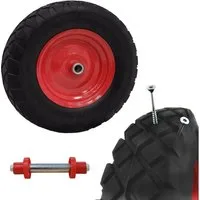 TRUTZHOLM Schubkarren-Rad Pannensicheres Vollgummi 4.80/4.00-8 grau/schwarz + Achse Ersatzrad (Einzeln, 1 St), Kugellager