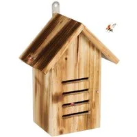 relaxdays Insektenhotel Marienkäferhaus aus Holz geflammt