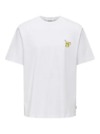 only & sons - T-Shirt mit Pikachu - Onspokemon weiß - Gr. - M