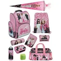 Familando Schulranzen Clou Barbie Schultasche, rosa, ab 1. Klasse (Komplett-Set, 10-tlg., mit Lunch-Set, Sporttasche und Schultüte 85 cm), kompakt, mit 2-Wege-Reißverschluss