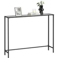 VASAGLE Konsolentisch Beistelltisch, Oberfläche aus Hartglas, moderner Sofatisch, einfacher Aufbau, verstellbare Füße, Wohnzimmer, Flur