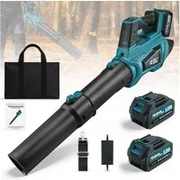 Bundviel Akku-Laubbläser Elektrischer Laubbläser Gebläse Laubgebläse Mit 2x 4,0 Akkus, Für Makita Akku, Mit 2xAkkus & Ladegerät, Bürstenloser Motor