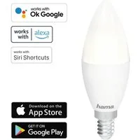 Hama Smarte LED-Leuchte WLAN LED-Lampe E14 5,5W 40W Kerze Dimmbar, Hohe Kompatibilität Smarte Lichtsteuerung, LED, Weiß, WiFi Smart Home Amazon Alexa Google Assistent