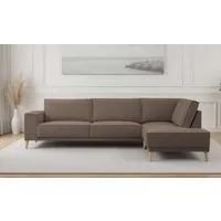 OTTO home Ecksofa Oland Skandi, weicher Chenille-Stoff, L-Form, 289 cm, Wellenunterfederung, Skandi-Design, Massivholzfüße