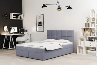 Boxspringbett Schlafzimmerbett FRASCO 160x220cm in Stoff Jasmine Hellgrau