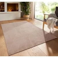 TaCa Home Teppich Kurzflor Teppich Hasenfell Optik, rechteckig, Höhe: 10 mm, Wohnzimmer, Kinderzimmer, Esszimmer, Blätter Beige - 50 x 80 cm