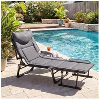 COSTWAY Gartenliege, 3 in 1 Klappbett mit Auflage, Kopfstütze, verstellbar
