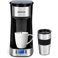 Aigostar Filterkaffeemaschine mit Thermobecher, 420 ml, 750W, AutoClean-Funktion, 24H Timer, Edelstahl, Abnehmbarer Filter, 750W, 420 ml, Mit 24h-Timer, LCD-Anzeige, AutoClean-Funktion