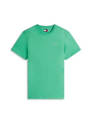 Tommy Jeans - Slim Fit T-Shirt mit länglichem Logo grün - Gr. - XL
