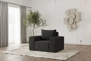 Sessel Designersessel ESTELLE in Stoff Poso Schwarz