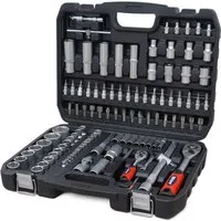 Weber GmbH Steckschlüssel Werkzeugkoffer 108-teilig Steckschlüsselsatz robust & kompakt (Set, 108 St), schwarzer Kunststoffkoffer, Werkzeug für den täglichen Gebrauch