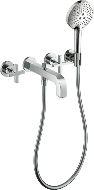 Hansgrohe 3-L.Wannenarmatur Axor Citterio F-Set Wand chrom Kreuzgriff/Handbr.ohne Platte, 39447000 39447000