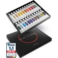 LIEBERGE Acrylfarbe Premium Set – 24 intensive Farben à 12ml mit hoher Deckkraft, hohe Farbbrillianz, lichtbeständig, wasserbasiert, schnelltrocknend