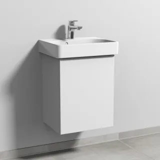 Sanipa 3way Waschtischunterbau zu Geberit Smyle Square Waschtisch mit 1 Tür, Weiß-Soft SM66943