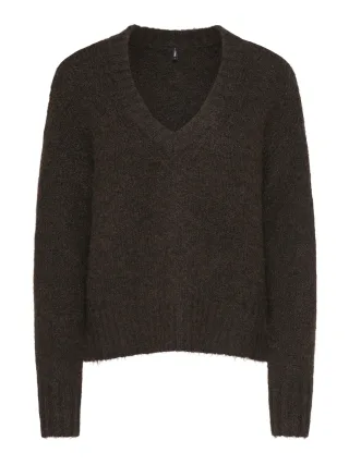 ONLY - ONLFIONA LS LOOSE V-NECK KNT Braun - Gr. - M
