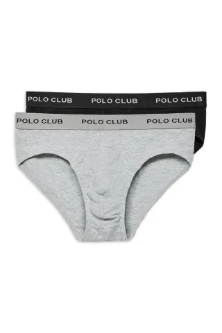 Slips im Zweierpack schwarz und grau mit Polo Club Logo-Detail