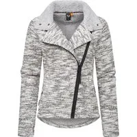 Ragwear Strickfleecejacke Saskie Melange Grob gestrickte Damen-Jacke mit Teddyfell-Futter