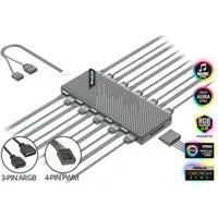 BRAINZAP PC-Lüfter Hub A-RGB 10-fach PWM Lüfter-Splitter Hub