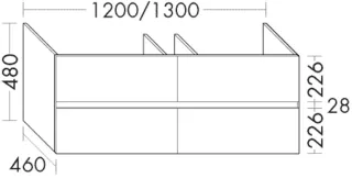 Burgbad Waschtischunterschrank zu Keramik-Waschtisch rc40 Solid/Lack Matt 550x1300x460 Perlgrau WWKY130F6532