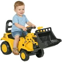 HOMCOM Rutscher Sitzbagger mit eingebautem Ablagefach, (Kinderbagger, 1-tlg., Kinder Rutschauto Traktor), Gelb+Schwarz 80 x 26,5 x 39 cm