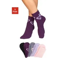 Lavana Kuschelsocken Damen Flauschige Wintersocken Haussocken Bittsocken (Packung, 5-Paar) mit Herzen am Bund