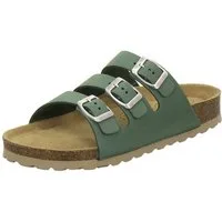 AFS-Schuhe 213369 Dreischnaller Pantolette für Damen mit Fußbett, bequeme Sandalen aus Leder