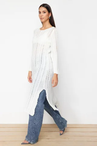 Ajouré-Maxi-Long-Casual-Kleider mit normaler Passform