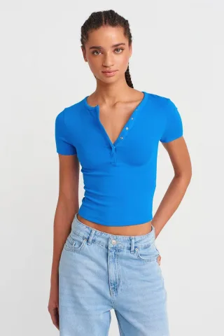 Slim Fit Crop-Jersey-Bluse