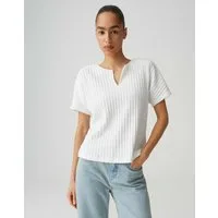 OPUS Kurzarmshirt Sombri aus Jersey mit Rippstruktur elastischer Stoff, weicher Griff, Casual