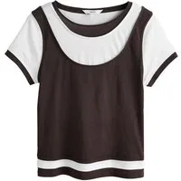 Next T-Shirt Dreilagiges Kurzarm-T-Shirt mit Rundhalsausschnitt (1-tlg)