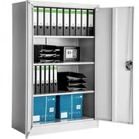 tectake Aktenschrank abschließbarer Büroschrank mit 4 höhenverstellbaren Böden (Komplettset, 1-St., inkl. Schlüssel) pulverbeschichteter Stahl, stabiler Stand