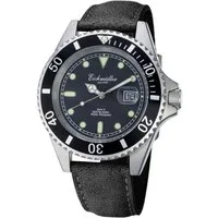 Eichmüller Taucheruhr Lederband Schwarz 20 ATM 43 mm – Sportliche Herrenuhr 3462-02S, mit robuster Bauweise für Tauchen und Outdoor-Aktivitäten