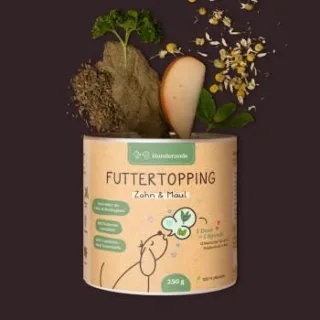 Hunderunde Futtertopping - Zahn & Maul - Frischer Atem, Natürliche Zahnpflege, Gesunde Kräuter, vegan 250g