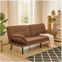 HTI-Living 2-Sitzer Sofa mit verstellbaren Armlehnen Braun, Stück 1 Teile, Schlafsofa Zweisitzer Schlafcouch