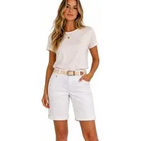 SUBLEVEL Bermudas Damen Short Bermuda kurze Hose Sommer Chino Short Stoff Hose Gürtel