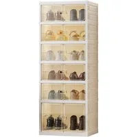 GarveeMore Schuhständer Faltbares Schuhregal Organizer für Schrank Kunststoff zusammenklappbar, Schuhregal für Eingangstür stapelbare faltbare Schuhe Aufbewahrungsbox