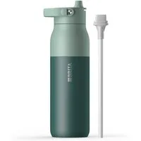 BRITA Trinkflasche BRITA LARQ Essential Trinkflasche (1L) mit Strohhalm, Edelstahl Wasserflasche mit doppelwandiger Isolierung - hält 24h kalt