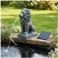 Arnusa Wasserspeier Solar Springbrunnen Löwe mit Pumpe Wasserspiel Teich 21 cm, Teichdekoration Gartenfigur Bronze-Optik