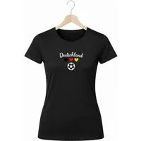 Banco T-Shirt Damen Deutschland Herz Fußball Print Baumwolle Rundhals Casual (Einzelartikel) Damen Oberteil Deutschland Herz Fußball Print Baumwolle Casuals
