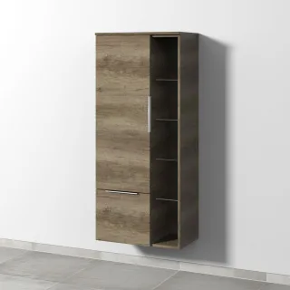 Sanipa 3way Stauraumschrank mit 1 Tür, 1 Auszug und offenen Fächern, Eiche-Nebraska UM18237