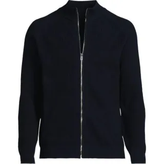 Feinstrick-Bomberjacke, Herren,  Blau, Baumwolle/Polyester, by Lands' End