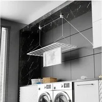Erica Wäscheständer Decke, Hängender Wäschetrockner, Vertikal Zusammenklappbar 2.5 Meter, Metall mit PVC-freier Kunststoffbeschichtung, Weiß