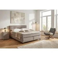 Jockenhöfer Gruppe Boxspringbett CAPELLO, inkl. Taschenfederkernmatratze H3-H4 und 6cm Kaltschaumtopper, Bezug in verschiedenen Strukturstoffen, 160x200 oder 180x200 cm