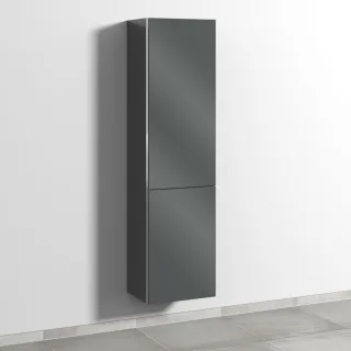 Sanipa 3way Stauraumschrank mit 1 Tür und 1 Wäschekorbklappe, Anthrazit-Glanz BS18579