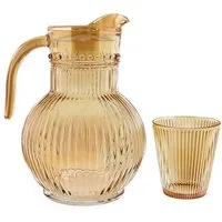 Almina Karaffe Ripple Set aus Glas – 1,8 Liter Karaffe mit 6 Gläsern