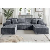 COLLECTION AB Wohnlandschaft Manhattan U-Form, B: 313 cm, in Breit- oder Normalcord, Bettfunktion, Bettkasten & Zierkissen, Federkern