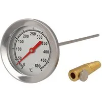 Lantelme Grillthermometer 500°C Edelstahl BBQ Smoker Holzkohle Gasgrill Grill Thermometer Analog, 2-tlg., Grillthermometer mit Befestigungskonus, Länge Sonden Wählbar, Einbauthermometer auch für Backofen, Pizzaofen